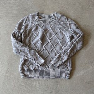Loft Grey Cotton Herringbone Sweater Size S